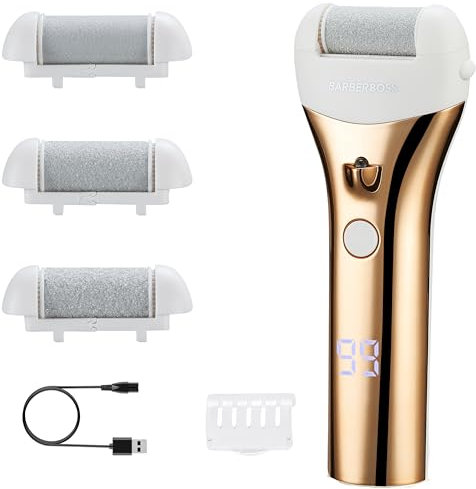 BarberBoss Rechargeable Callus Remover for Feet – Electric Foot File, Dead Skin Exfoliator for Feet, Rough Skin Remover, Pedicure Care Tool Set