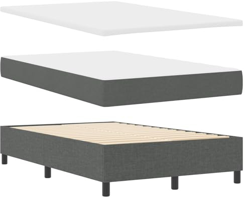 vidaXL Boxspringbett mit Matratze Dunkelgrau 120 x 200 cm Stoff, Schlafzimmer Komfortstück, modernes rechteckiges Bett, langlebige Schaumstoffmatratze, stilvolles Highlight zum Entspannen
