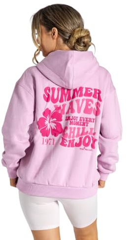 Lang Horn Maliboo Collection Puff Printing Hoodie for Women UK Oversized Sweatshirt Unisex Soft Casual Hoodies Loose Fit Outdoor Streetwear Teenage Girls