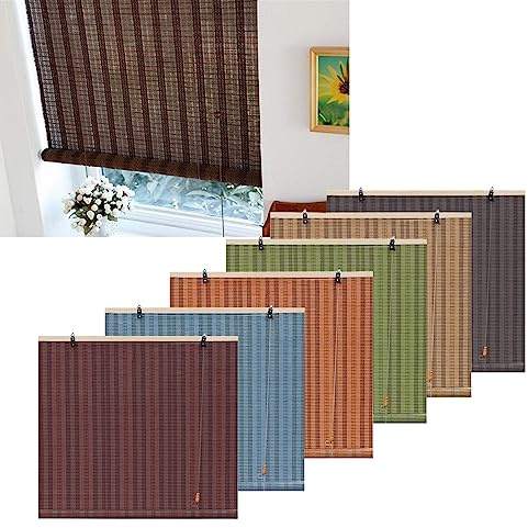 Natural Bamboo Blinds Roll Up Venetian Shades for Privacy Protection No Drill Customizable Wooden Blinds for Bathroom & Office Pavilion Elegant Window Coverings