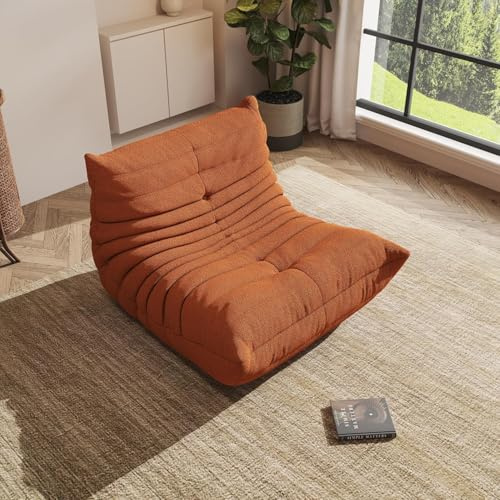 Spnvbe Sitzsack, Kaminsessel Für Erwachsene Mit Memory-Schaum-Füllung, Großes Akzentsofa, Lounge-Bodensofa Zum Spielen, Lesen, Entspannen, Kein Zusammenbau Erforderlich (Orange)
