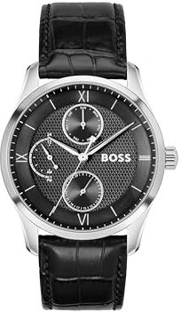 BOSS Analogue Multifunction Quartz Watch for Men PRINCIPLE MASTER Collection with Leather Strap