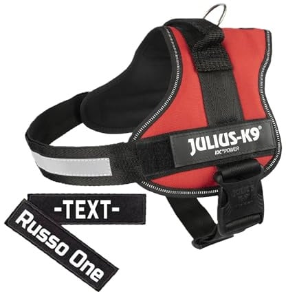 K9 Powergeschirr Original Julius-K9 Hundegeschirr für Diensthunde inkl. 2 Stück Klettsticker mit Wunschtext gratis (Rot, 0/M (Brust: 58-76 cm))