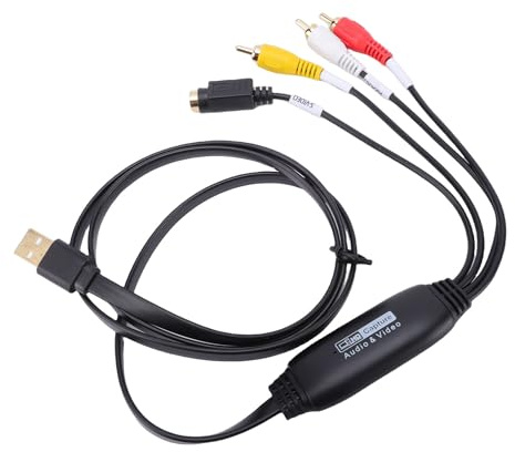 ZDAGELD Convertisseur VHS vers Numérique, Carte de Vidéo USB 2.0 AV vers USB, Convertisseur de Transfert de Son Vidéo pour PC, Caméra DV, DVD, Magnétoscope, avec luminosité, Contraste,