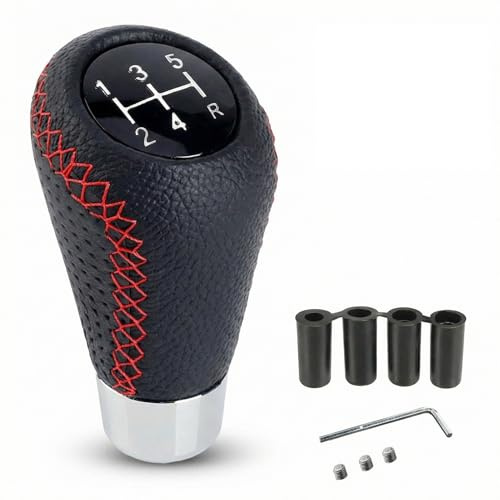 ZynoMUCH Car Gear Shift Knob 5 Speed, Universal Leather Gear Shift Lever, Gear Shifter Knobs with Hoses 8mm 10mm 12mm, Gear Stick Knobs Suitable for Most Manual & Automotive Vehicles