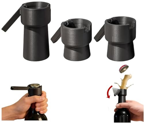 Blaster per bottiglie, lancia tappi di bottiglia, 3 pezzi lancia tappi di bottiglia sparatutto apri, spara tappis di bottiglias di diverse bottiglie di birra per birra, soda, perfetto (Black)