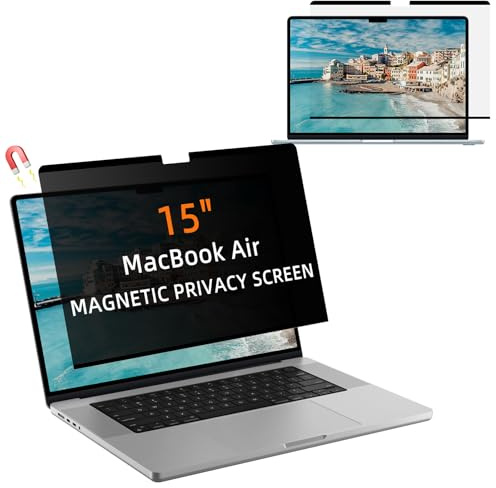 ToVioc Magnetische Sichtschutz für MacBook Air 15 Zoll | Abnehmbarer Sichtschutzfolie für MacBook Air 15 (2023-2026, M2 M3 M4 M5) Anti Blaulicht Blendschutz Displayschutz