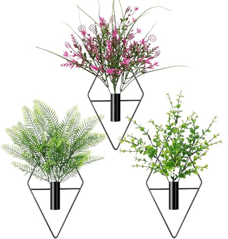 3ps Vase Mural Plante Murale 25x12.5cm avec Jardinière Artificielle | Pot Suspendu Plante Interieur Plantes Verticales et Murales Conviennent Aux Aalons Chambres Balcons et Couloirs