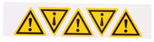 TEHAUX Danger Sign Adhesive Warning Sign Stickers with Exclamation Mark, 5 Pcs Self Adhesive Caution Venomous Stickers Made of Synthetic Paper and Pp, Simple to Read and Prevent Accidents