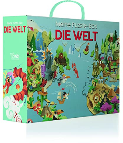 Die Welt. Meine Erste Puzzle Box: Puzzle Set, Puzzle mit 36 Teilen, Bilderbuch, Poster; Puzzle für Kinder ab 4 Jahren