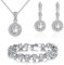 Crystalline Azuria Hochzeit Rund Schmuck-Set Weiß Zirkonia Kristalle Halskette Anhänger 45 cm Ohrringe Armband 6.7 18 kt Weiß Vergoldet