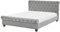Bett Polsterbezug Samtstoff Chesterfield Style hellgrau 160 x 200 cm Avallon