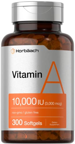 Horbäach Vitamin A 10000 IU Softgels | 300 Count | Non-GMO, Gluten Free Supplement