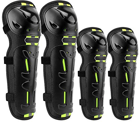 SinceY 4PCS Knie Ellenbogen Knieprotektoren Lange Schienbeinschutz Rüstungsschutz Schienbeinschoner Knieschoner Armschützer Schutzausrüstung Für Motocross Motorrad Fahrrad Skateboard-Fahrrad