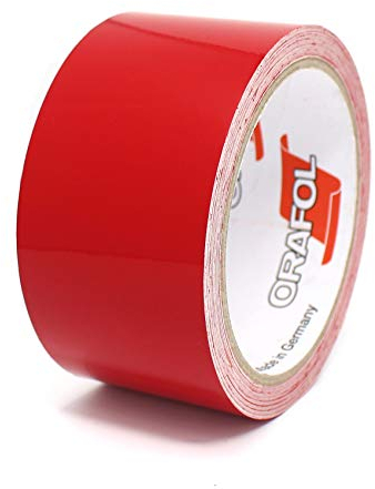 Finest Folia 10 Meter (1,79€/Meter) Zierstreifen Auto Motorrad Boot Modellbau Farbauswahl Dekorstreifen Seitenstreifen Klebestreifen (Rot Glanz, 50mm Breite)