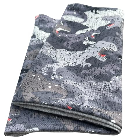 Wollhuhn Öko Leichter Jungen/Mädchen Jersey Schlupfschal/Halstuch/Loop Baumwolle Viele Motive Sommer/Übergangszeiten 20212030 (Dino Camouflage Grau)
