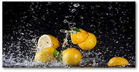 Tulup Splashback 55.12x27.56 inch / 140x70 cm Wall Protection Tempered Glass Kitchen Panel Toughened Safe Glass Panel Protection Induction Cooker Kitchen Splash back - Yellow - lemons water