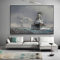 TSHAOSHUNHT Bismarck-Klasse Schlachtschiff Malerei schwarz-weiß Poster Leinwanddruck Wandkunst Bild moderne Wohnzimmerdekoration 70x100cmx1 Innenrahmen