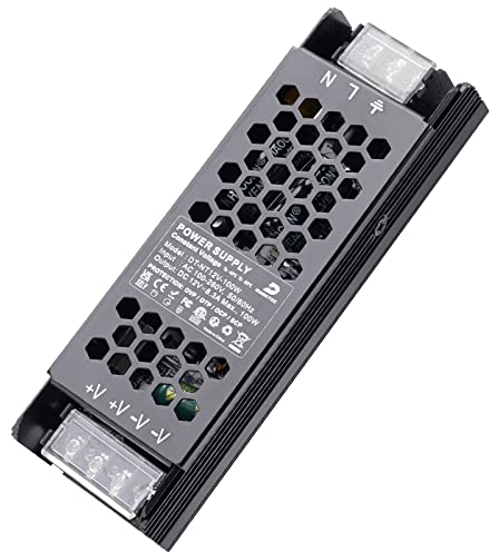 DUSKTEC LED Netzteil 12V 100W, Trafo Transformator 220 230 Volt AC auf 12 Volt DC, Treiber Mit Metallgehäuse 2 Ausgängen, Driver 12V Gleichstrom Flach für Niedervolt Lampen Streifen