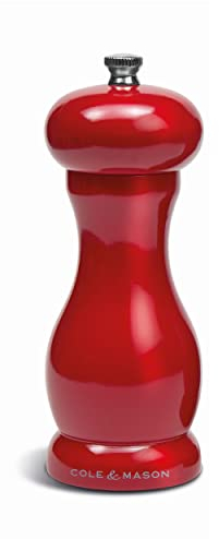 Cole & Mason H321823 Oxford Red Salt Mill, Precision+ Wooden, Premium Coloured Gloss Seasoning Mill, Wood, 155 mm, Single, Includes 1 x Salt Grinder, Lifetime Mechanism Guarantee