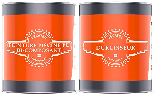BEKATEQ LS-405 Peinture piscine 2K PUR 0,75kg Noir I Peinture brillante pour piscines en fibre de verre, PRV, polyester, béton, fer & acier I Peinture polyuréthane pour l'intérieur & l'extérieur