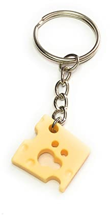 FizzyButton Gifts Resin Swiss Cheese Charm Keyring Key Ring with Silver Tone Keychain