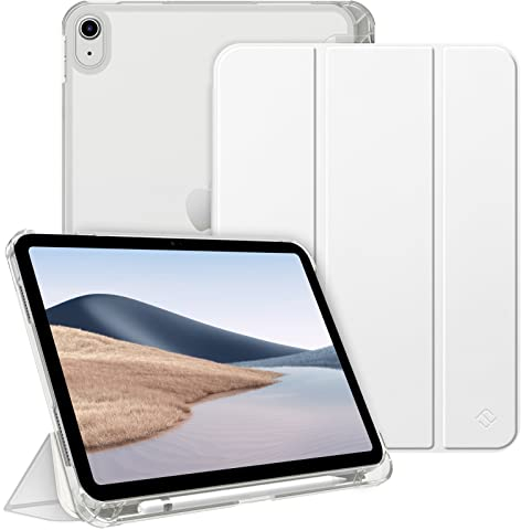 Fintie Hülle für iPad (A16) 11 Generation 11 Zoll 2025, iPad 10 Generation 10.9 Zoll 2022 mit Stifthalter - ultradünne leichte Schutzhülle mit transparenter Rückseite, Auto Schlaf/Wach, Weiß
