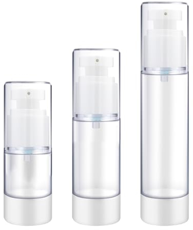 3 Stück Airless Pumpspender 15/30/50 ml Leer Creme Spender Pumpspender Creme, Pumpflasche Spenderflasche Kunststoff Vakuum Kosmetikbehälter Nachfüllbar Lotionspender für Reise Home Verwendung