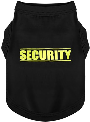 Discover Cozy Cotton Canine Wear: Soft, Lightweight, and Breathable Dog Shirt Vest with Eye-Catching Graphics(Security), Keeping Your Furry Friend Warm and Comfy! Black M