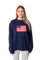 Madore Blauer, weicher Oversize-Pullover mit amerikanischer Flagge, 4. Juli 2024, USA-Outfits plus 4, Blau, Klein