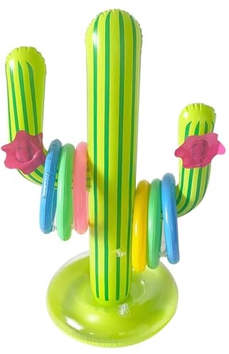 1 giocattolo gonfiabile a forma di cactus, 6 accessori per bar da giardino, decorazioni per feste in piscina e nuoto, anello gonfiabile per piscina