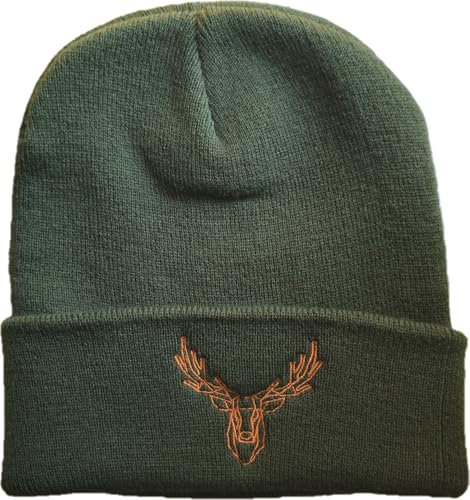 Mütze: Polygon Hirsch - Jäger Geschenke für Männer & Frauen - Outdoor Strickmütze - Beanie Herren (One Size - Grün)