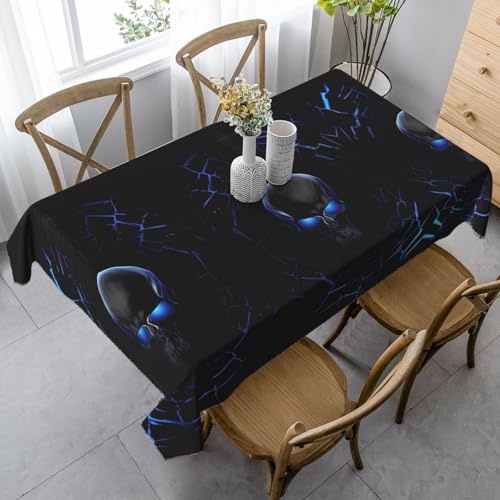 JaoXer Rechteckige Tischdecke mit Totenkopf-Motiv, waschbar, klassische Küchendekoration für Esstisch, Tischplatte, Party-Tischdecken