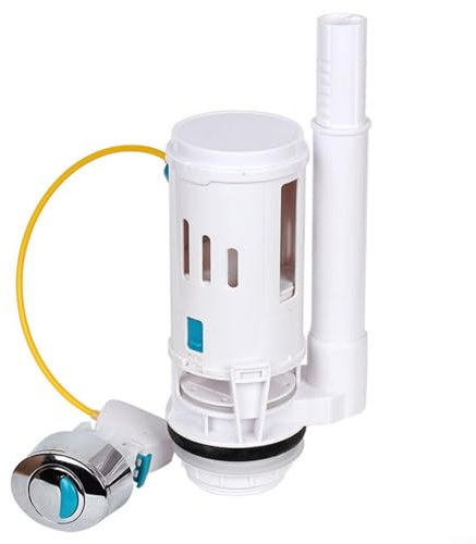 BlissfulAbode Toilet Cistern Dual Flush Mechanism With Chrome Button, 0.5 And 2 Outlet, Adjustable Overflow 18.5-33cm, 27.5cm Cable, White ABS For Bathroom Plumbing