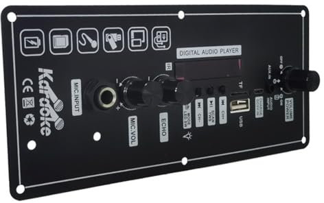 Sirxlevcy Placa Amplificadora de Audio Bluetooth de 15 W con Altavoz Portátil de Audio FM BT, Placa Amplificadora de Potencia de Karaoke de 5 V, Amplificador de MP3