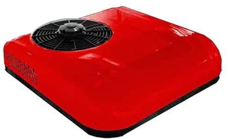 Climatiseur Caravane Petite Clim Portable Voiture Avec Ventilateur À 7 Pales Et Panneau De Commande Climatiseur De Toit Ultra-fin Conception Tout-en-un(Red,12V)