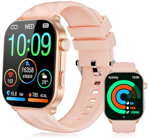 Smart Watches for Women, 2.01'' Fitness Watch(Bluetooth Calls), Rose Gold | 24/7 Heart Rate, Sleep & SpO2, GPS Fitness Tracker, 110+ Sports, Notifications, Step Counter, 1ATM Waterproof, Android/iOS