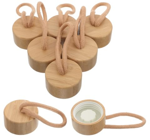 TOPPERFUN 8 Stück Holzdeckel Für Glasflaschen Mit Kordel Dichtschließende Wiederverwendbare Flaschenverschlüsse Als Ersatzdeckel Für Trinkflaschen Und Vorratsgläser Für Outdoor-Nutzung