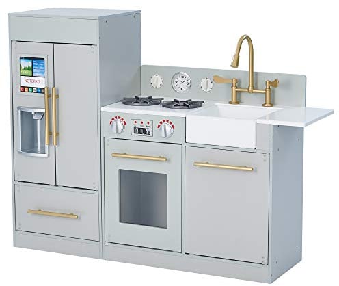 Grau Kinderküche Spielküche Kinderspielküche Holzküche Teamson Kids TD-12302A