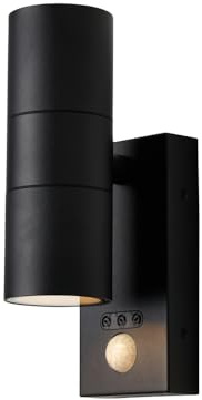 LITECRAFT Kenn Outdoor Wall Light, Black | Up & Down, IP65 Rated, PIR Motion Sensor