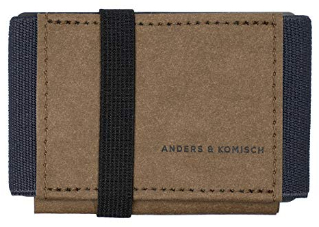 A&K Mini Portemonnaie mit Münzfach. Nachhaltiges Slim Wallet Herren. Kartenetui aus Berlin. Kleine Reise Geldbörse Damen. Handarbeit aus Deutschland Kompaktes Design Braun/Grau 9x5,5 cm