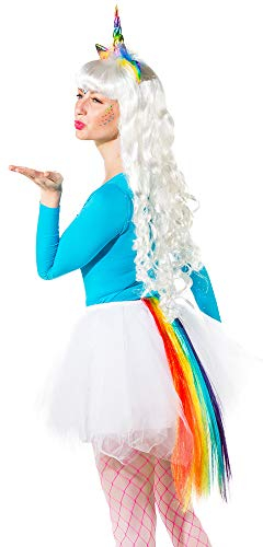 Orlob Regenbogen Einhorn Kostüm Set - Haarreif mit Schweif - Toll für Junggesellenabschied Karneval Mottoparty Fasching