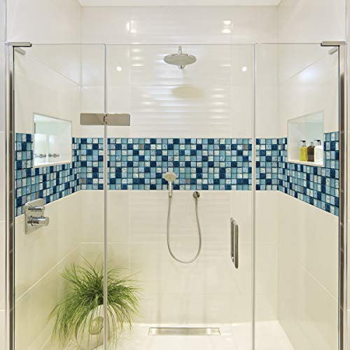 Ambiance Sticker Pack de 6 Stickers Adhésifs Frises Carrelages - Autocollant Frises Carreaux de Ciment - Mosaïque Artemis Mural Salle de Bain, Cuisine - 6 Pièces de 5 x 30 cm