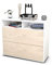 Stil.Zeit Sideboard Cosma, Korpus Weiss matt, Front Holz-Design Zeder (92x79x35cm) Push-to-Open Technik