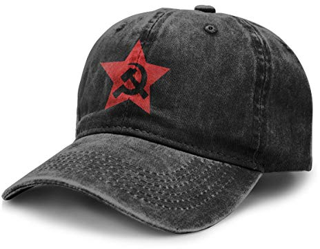 Communist UdSSR Hammer Sichel Unisex Erwachsene Baseballmütze Sport Cowboy Cap Herren Damen Snapback Schwarz