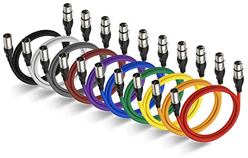 NUOSIYA 1M Cavo XLR Bilanciato Cavo XLR 10 colori,Professionale cavo microfono xlr Cavo XLR maschio-maschio a 3 pin, per registratore da studio, microfono, sistema di altoparlanti