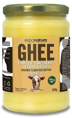 Exponatura Bio-Ghee - Geklärte Butter nach alter ayurvedischer Rezeptur - nur aus der Milch von Weidekühen - laktosefrei, extrem bekömmlich (500 g, Ghee)