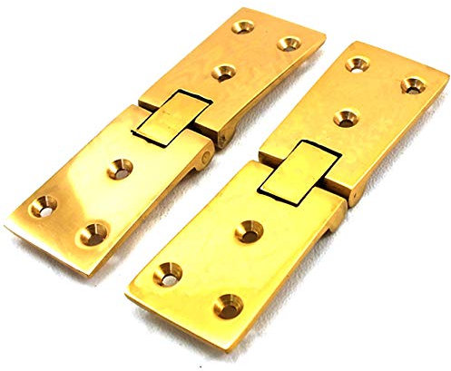 2X Counterflap Hinges - 102mm Solid Brass Bar Flap Opening Hinges