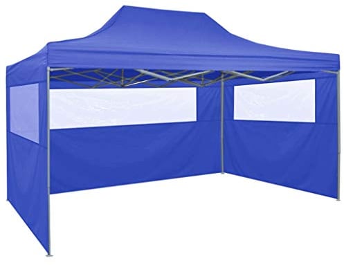 Festnight Gazebo Professionale Pieghevole con 4 Pareti Gazebo 3x4m Impermeabile Protezione UV Tenda Giardino Sagre Eventi Mercati Esterno Tendone per Feste Colore Antracite/Blu