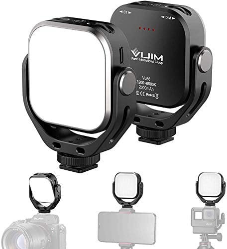ULANZI VL66 RGB LED Video Licht Drehbar, Wiederaufladbar 2000mAh Eingebauter Akku, 2500-6500K CRI95+ Dimmbar Mini Portable Licht, Ultra Helle Foto Video Beleuchtung Fülllampe für DSLR Kamera Camcorder